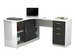 Bureau D'angle NORWY - 2 Portes & 2 Tiroirs - Blanc & Gris 13 Bureau D'angle NORWY - 2 Portes & 2 Tiroirs - Blanc & Gris -mobilier de bureau Shop 423505