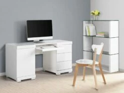 Bureau PLUTON - MDF Laqué Blanc - LEDs - 1 Porte & 3 Tiroirs 26 Bureau PLUTON - MDF Laqué Blanc - LEDs - 1 Porte & 3 Tiroirs -mobilier de bureau Shop bureau 242187