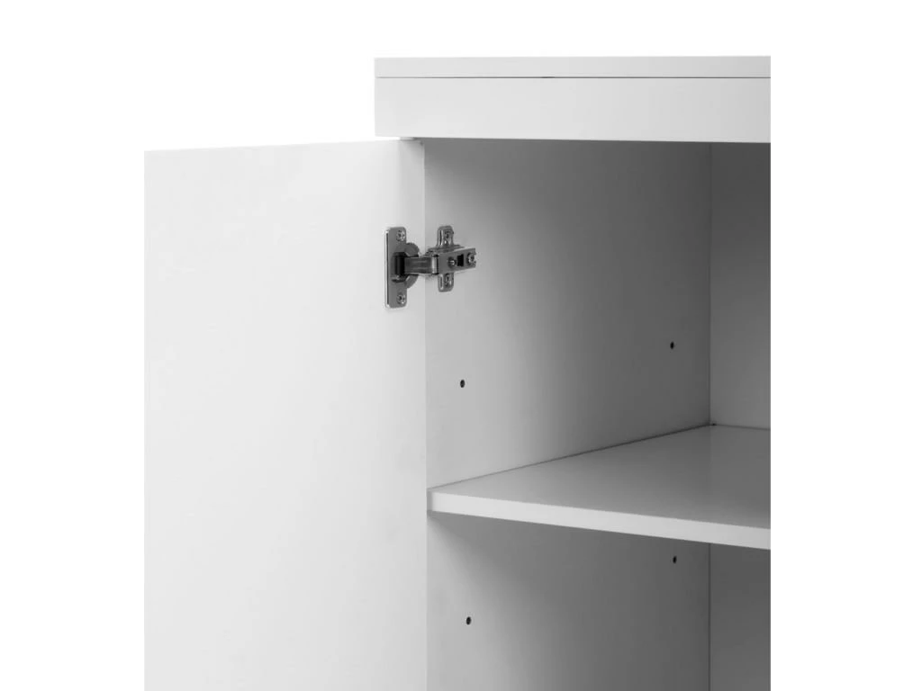 Bureau PLUTON - MDF Laqué Blanc - LEDs - 1 Porte & 3 Tiroirs 2 Bureau PLUTON - MDF Laqué Blanc - LEDs - 1 Porte & 3 Tiroirs – Image 2