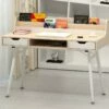 Bureau LARCOS Avec Rangements - MDF - Chêne & Blanc