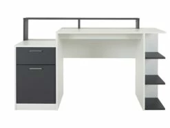 Bureau Avec Rangements ZACHARIE - Blanc Et Gris -mobilier de bureau Shop bureau 267773