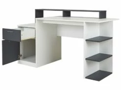 Bureau Avec Rangements ZACHARIE - Blanc Et Gris -mobilier de bureau Shop bureau 267799