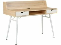 Bureau LARCOS Avec Rangements - MDF - Chêne & Blanc -mobilier de bureau Shop bureau 268937