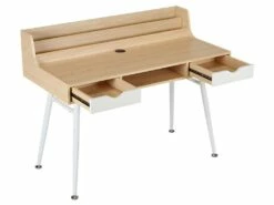 Bureau LARCOS Avec Rangements - MDF - Chêne & Blanc -mobilier de bureau Shop bureau 268939