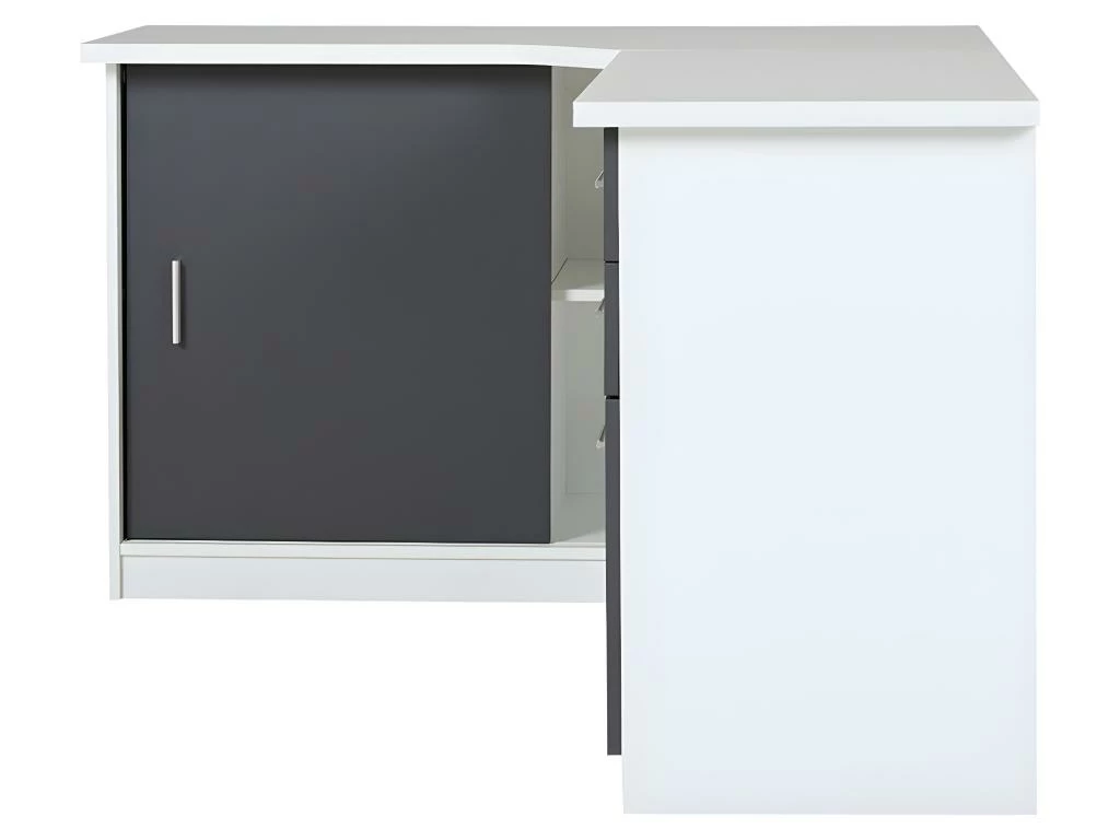 Bureau D'angle NORWY - 2 Portes & 2 Tiroirs - Blanc & Gris 11 Bureau D'angle NORWY - 2 Portes & 2 Tiroirs - Blanc & Gris – Image 11