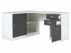 Bureau D'angle NORWY - 2 Portes & 2 Tiroirs - Blanc & Gris 19 Bureau D'angle NORWY - 2 Portes & 2 Tiroirs - Blanc & Gris -mobilier de bureau Shop bureau 269965
