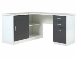 Bureau D'angle NORWY - 2 Portes & 2 Tiroirs - Blanc & Gris 18 Bureau D'angle NORWY - 2 Portes & 2 Tiroirs - Blanc & Gris -mobilier de bureau Shop bureau 269967