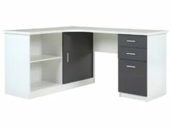 Bureau D'angle NORWY - 2 Portes & 2 Tiroirs - Blanc & Gris 17 Bureau D'angle NORWY - 2 Portes & 2 Tiroirs - Blanc & Gris -mobilier de bureau Shop bureau 269969