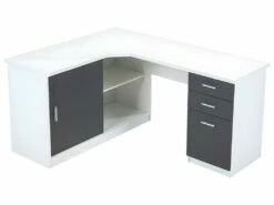 Bureau D'angle NORWY - 2 Portes & 2 Tiroirs - Blanc & Gris 15 Bureau D'angle NORWY - 2 Portes & 2 Tiroirs - Blanc & Gris -mobilier de bureau Shop bureau 269971