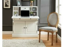 Secrétaire En Pin Et MDF - Coloris : Blanc - CLEORE -mobilier de bureau Shop bureau 292479