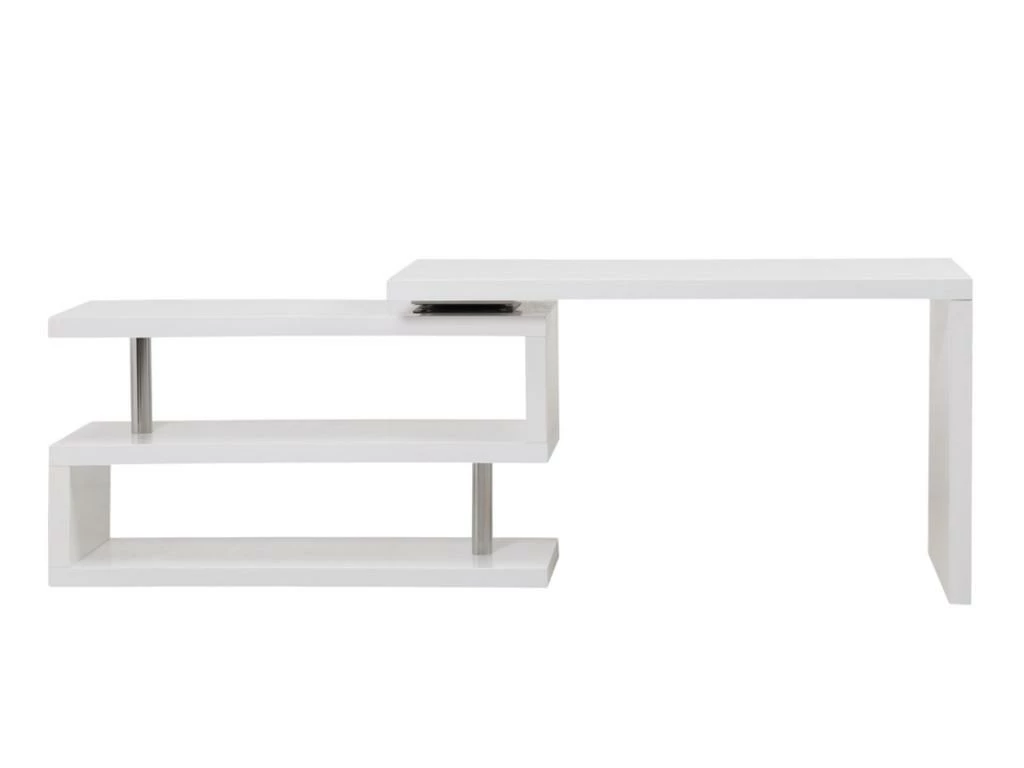 Bureau Extensible NICEPHORE II - MDF Laqué - Blanc - Plateau Pivotant 360° 4 Bureau Extensible NICEPHORE II - MDF Laqué - Blanc - Plateau Pivotant 360° – Image 4