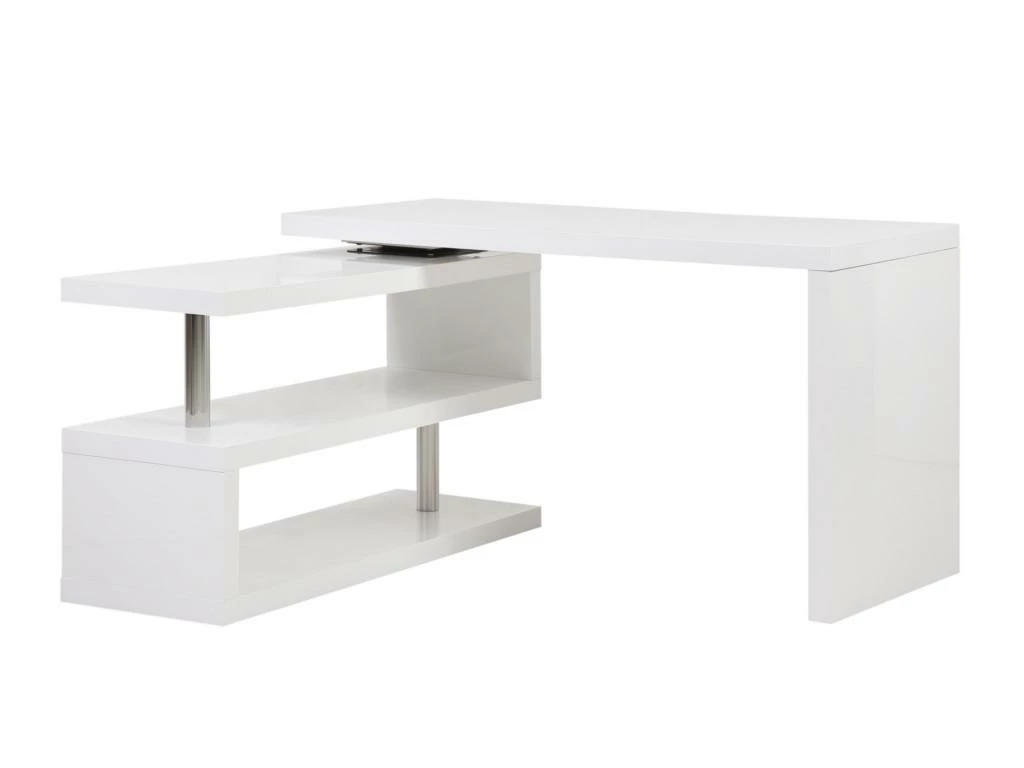 Bureau Extensible NICEPHORE II - MDF Laqué - Blanc - Plateau Pivotant 360° 3 Bureau Extensible NICEPHORE II - MDF Laqué - Blanc - Plateau Pivotant 360° – Image 3