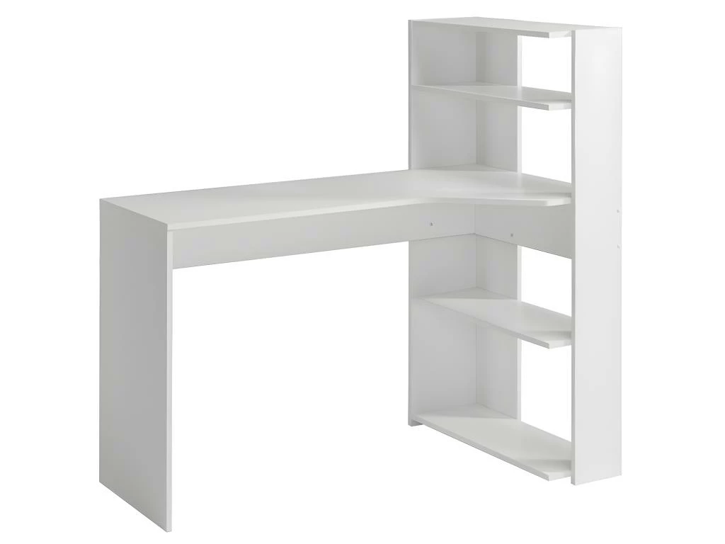 Bureau D'angle DELFINO - 4 étagères - Blanc 5 Bureau D'angle DELFINO - 4 étagères - Blanc – Image 5