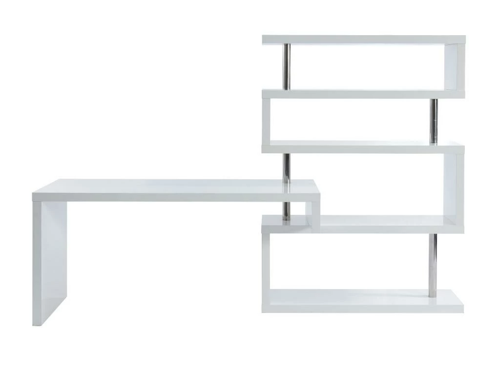 Bureau Extensible NICEPHORE Avec étagères - MDF Laqué Blanc 6 Bureau Extensible NICEPHORE Avec étagères - MDF Laqué Blanc – Image 6