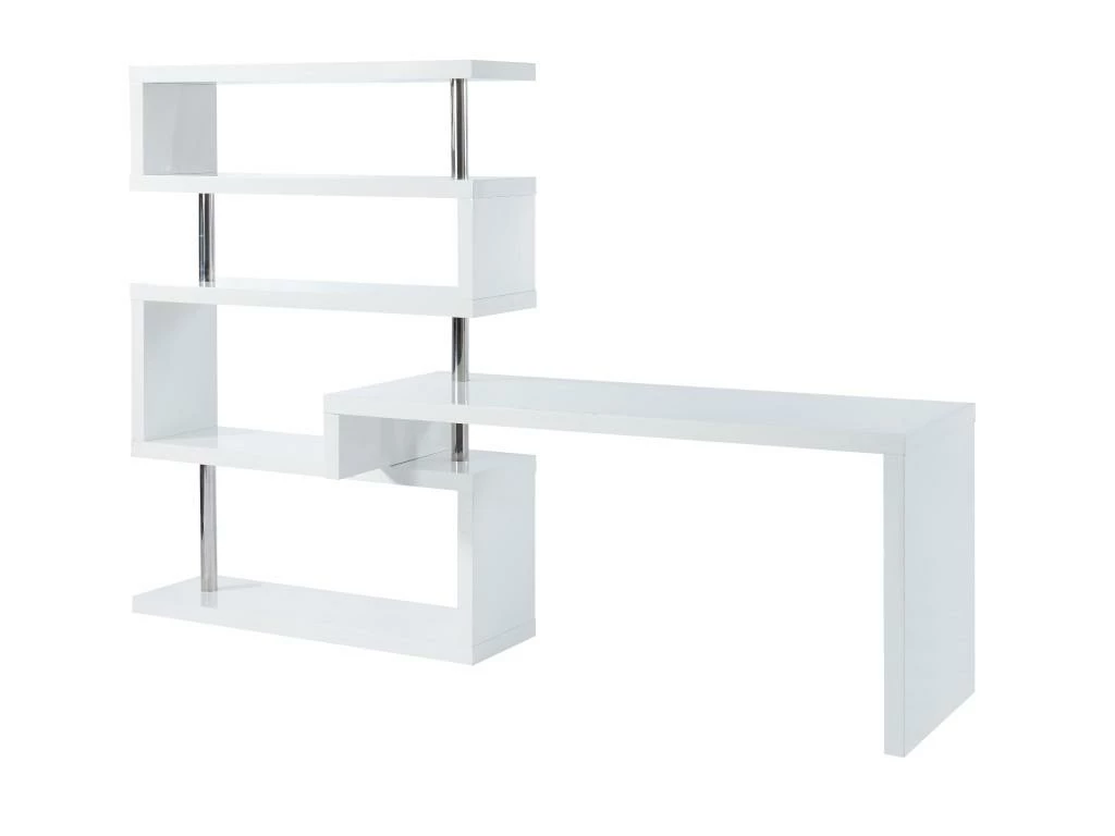 Bureau Extensible NICEPHORE Avec étagères - MDF Laqué Blanc 5 Bureau Extensible NICEPHORE Avec étagères - MDF Laqué Blanc – Image 5