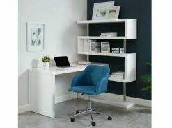 Bureau Extensible NICEPHORE Avec étagères - MDF Laqué Blanc