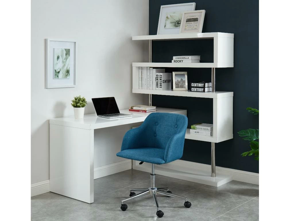 Bureau Extensible NICEPHORE Avec étagères - MDF Laqué Blanc 1 Bureau Extensible NICEPHORE Avec étagères - MDF Laqué Blanc