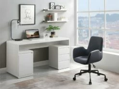 Bureau Avec Rangements SERGUEI - MDF Laqué Blanc -mobilier de bureau Shop bureau 343243