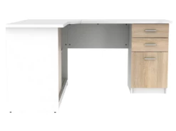 Bureau D'angle NORWY - 2 Portes & 2 Tiroirs - Blanc Et Chêne -mobilier de bureau Shop bureau 368603