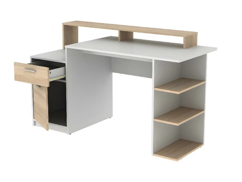 Bureau Avec Rangements ZACHARIE - Blanc Et Chêne 10 Bureau Avec Rangements ZACHARIE - Blanc Et Chêne – Image 10