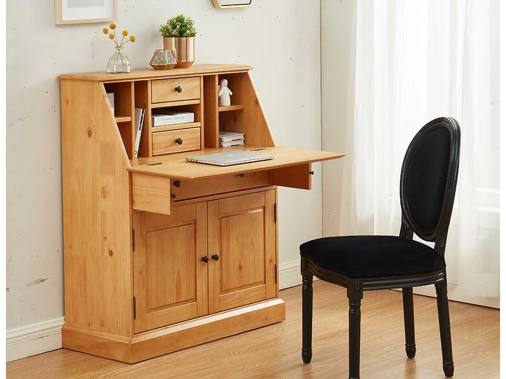 Secrétaire En Pin Et MDF - Coloris : Naturel Clair - CLEORE 1 Secrétaire En Pin Et MDF - Coloris : Naturel Clair - CLEORE