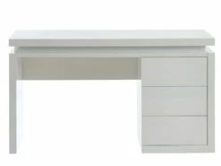 Bureau EMERSON - 3 Tiroirs - MDF Laqué Blanc - LEDs -mobilier de bureau Shop bureau 380477