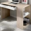 Bureau Avec Rangements INES - Coloris : Chêne Et Blanc