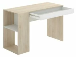 Bureau Avec Rangements INES - Coloris : Chêne Et Blanc -mobilier de bureau Shop bureau 385003