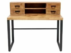 Bureau Secrétaire Avec Rangements HARLEM - 4 Tiroirs - Bois De Manguier Et Métal -mobilier de bureau Shop bureau 386079