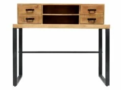 Bureau Secrétaire Avec Rangements HARLEM - 4 Tiroirs - Bois De Manguier Et Métal -mobilier de bureau Shop bureau 386081