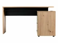 Bureau D'angle DEVEN Avec Rangements - 3 Tiroirs - Coloris : Chêne Et Noir -mobilier de bureau Shop bureau 389845