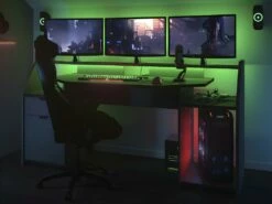 Bureau Gamer MOBA - Avec Rangements - LEDs - Gris -mobilier de bureau Shop bureau 392517