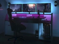 Bureau Gamer MOBA - Avec Rangements - LEDs - Gris -mobilier de bureau Shop bureau 392519