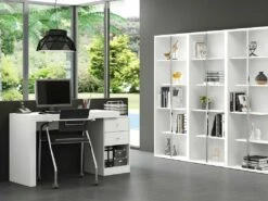 Bureau Extensible 2 Tiroirs Et 1 Niche - Coloris : Blanc - EVAN -mobilier de bureau Shop bureau 392595