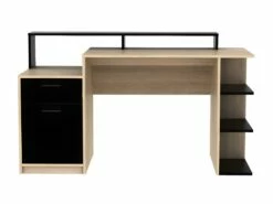 Bureau Avec Rangements ZACHARIE - Coloris : Chêne Et Noir -mobilier de bureau Shop bureau 402599