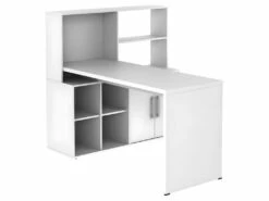 Bureau D'angle LEON Avec Rangements Et étagères - Blanc -mobilier de bureau Shop bureau 419677