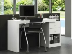 Bureau D'angle - 2 Tiroirs Et 2 Portes - Coloris : Blanc - EVAN 12 Bureau D'angle - 2 Tiroirs Et 2 Portes - Coloris : Blanc - EVAN -mobilier de bureau Shop bureau 431817