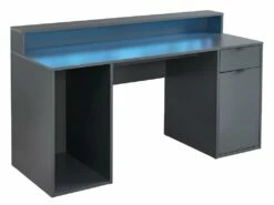 Bureau Gamer RYDER - Avec Rangements Et LEDs - MDF - Gris -mobilier de bureau Shop bureau 432115