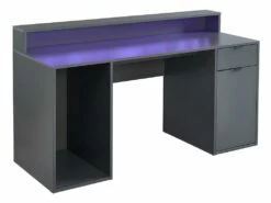 Bureau Gamer RYDER - Avec Rangements Et LEDs - MDF - Gris -mobilier de bureau Shop bureau 432129