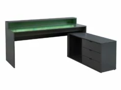 Bureau D'angle Gamer NEHA - Avec Rangements Et LEDs - MDF - Gris -mobilier de bureau Shop bureau 432141