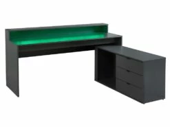 Bureau D'angle Gamer NEHA - Avec Rangements Et LEDs - MDF - Gris -mobilier de bureau Shop bureau 432143