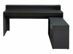 Bureau D'angle Gamer NEHA - Avec Rangements Et LEDs - MDF - Gris -mobilier de bureau Shop bureau 432147
