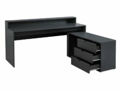 Bureau D'angle Gamer NEHA - Avec Rangements Et LEDs - MDF - Gris -mobilier de bureau Shop bureau 432149