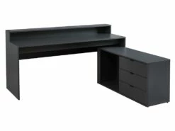 Bureau D'angle Gamer NEHA - Avec Rangements Et LEDs - MDF - Gris -mobilier de bureau Shop bureau 432151