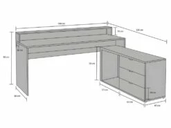 Bureau D'angle Gamer NEHA - Avec Rangements Et LEDs - MDF - Gris -mobilier de bureau Shop bureau 434937