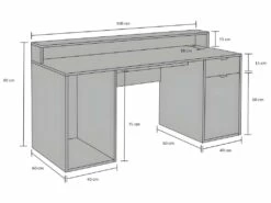 Bureau Gamer RYDER - Avec Rangements Et LEDs - MDF - Gris -mobilier de bureau Shop bureau 434943