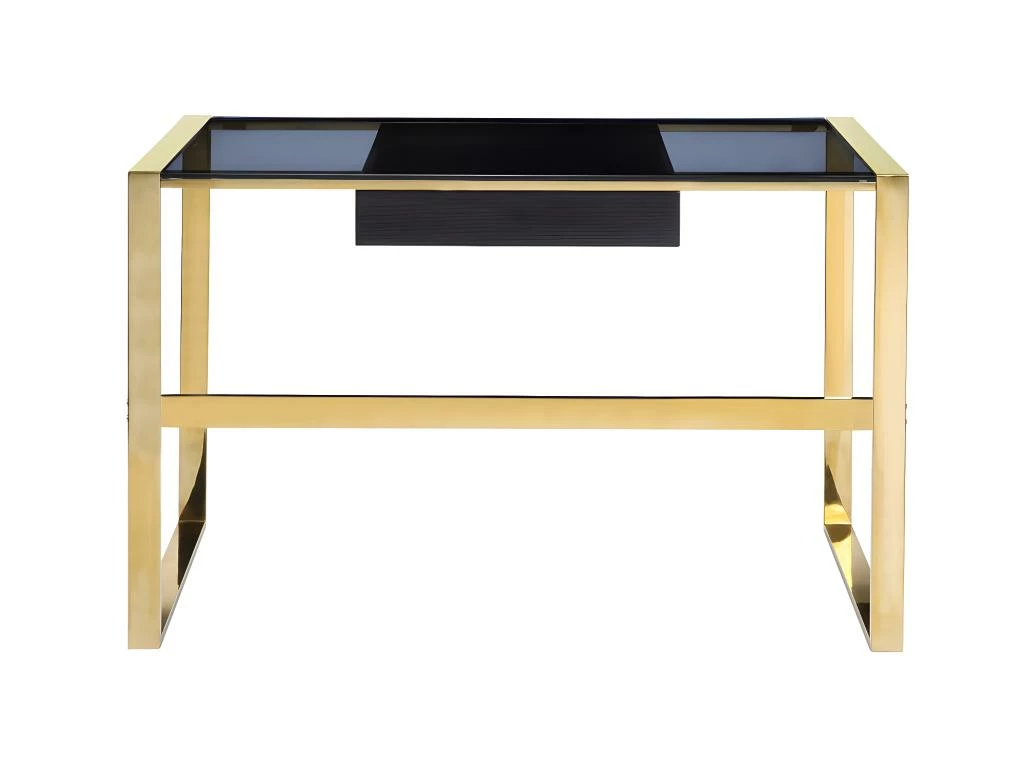 Bureau Avec 1 Tiroir - Verre Trempé Et Acier - Noir Et Doré - SALI De Pascal Morabito 4 Bureau Avec 1 Tiroir - Verre Trempé Et Acier - Noir Et Doré - SALI De Pascal Morabito – Image 4