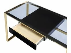 Bureau Avec 1 Tiroir - Verre Trempé Et Acier - Noir Et Doré - SALI De Pascal Morabito 13 Bureau Avec 1 Tiroir - Verre Trempé Et Acier - Noir Et Doré - SALI De Pascal Morabito -mobilier de bureau Shop bureau 437413