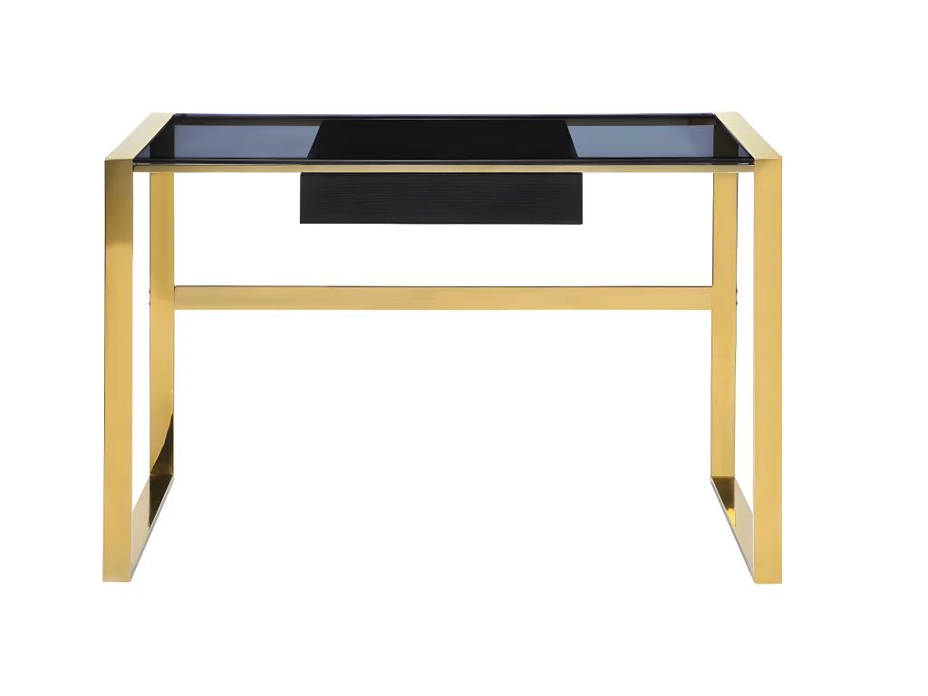 Bureau Avec 1 Tiroir - Verre Trempé Et Acier - Noir Et Doré - SALI De Pascal Morabito 3 Bureau Avec 1 Tiroir - Verre Trempé Et Acier - Noir Et Doré - SALI De Pascal Morabito – Image 3