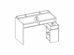 Bureau ASERRI Avec Rangements - Blanc Et Anthracite -mobilier de bureau Shop bureau 439295